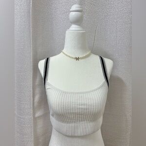 American Apparel White Ribbed Knit Crop Tank Women’s Size Medium Everyday Y2K